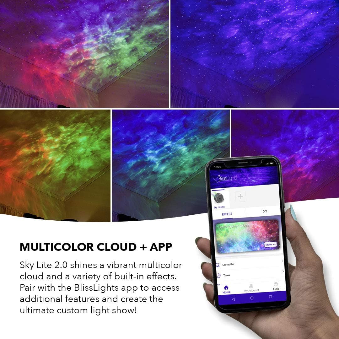 Sky Lite 2.0 - RGB LED Laser Star Projector, Galaxy Lighting, Nebula Lamp (Green Stars, Smart App)