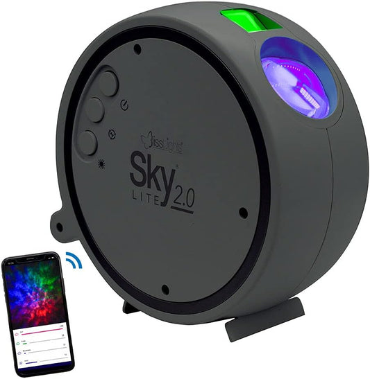 Sky Lite 2.0 - RGB LED Laser Star Projector, Galaxy Lighting, Nebula Lamp (Green Stars, Smart App)
